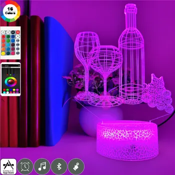 

Smart Phone Control Candlelight Dinner 3d Led Night Light for Children Bedroom Desk Decoration 7 Colors Beautiful Acrylic Lamp