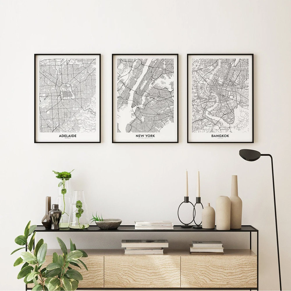 Black-and-White-World-City-Map-New-York-Bangkok-Paris-Wall-Art-Canvas-Poster-Prints-Nordic (2)