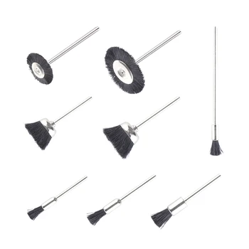 

8pcs Bristle Wire Wheel Brushes Kit 3mm Shank Mandrel Electric Mini Drill Rotary Tools Jewelry Polishing Accessories for Dremel
