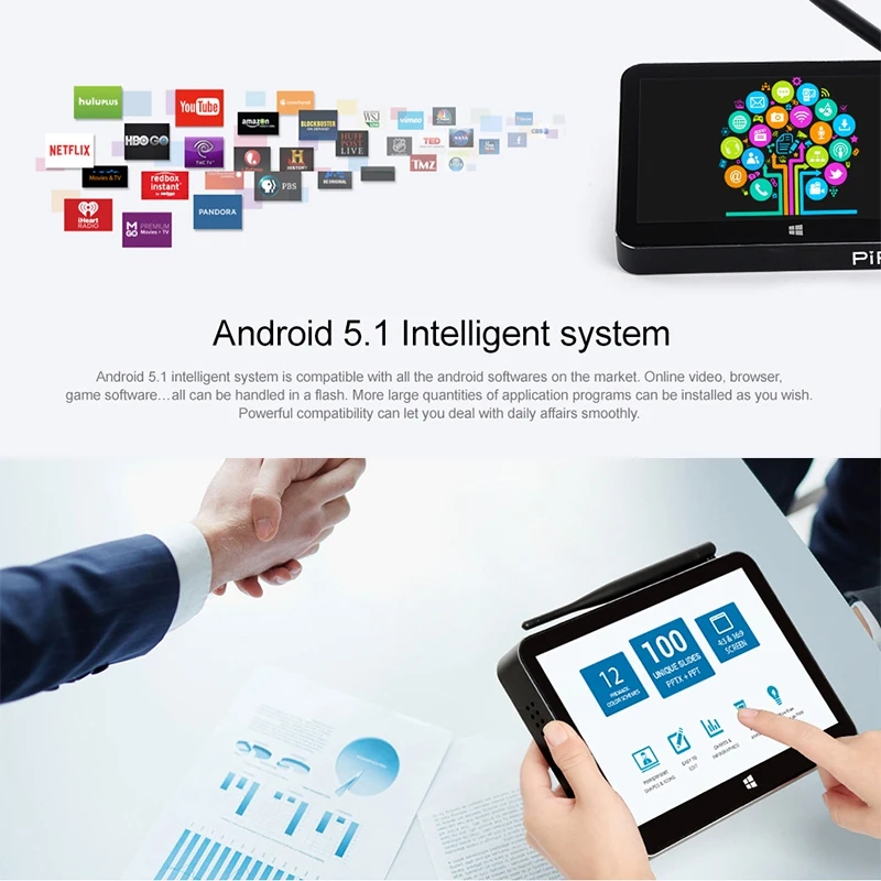 PiPO X11 Мини ПК 8,9 дюймов 1920x1200 пресс-экран Windows10 OSI ntel Cherry Trail Z8350 2 ГБ/32 ГБ Смарт ТВ приставка Bluetooth 4,0 HD Me