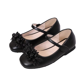 

girl shoes Flower Dress Shoes for Girl beading Pearl Leather Mary Janes Shoes Princess Shoes 2020 children shoes summer autumn