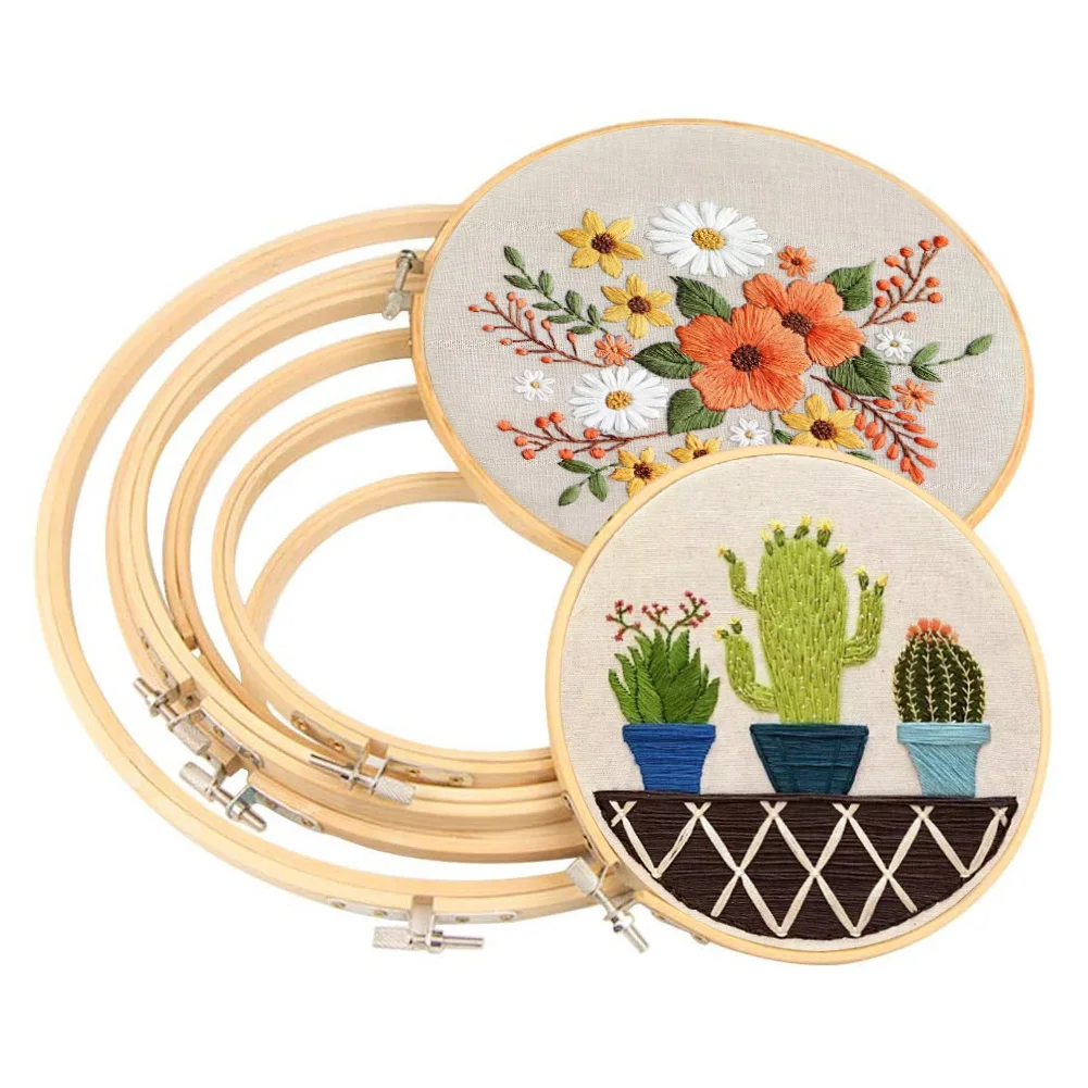 Embroidery Hoops 6 Inch Wooden - 2 Pieces Cross Stitch Hoops Frames, Beech  Wood Embroidery Frame Kits Decorative Hanging Circle Hoop Ring For Craft Se