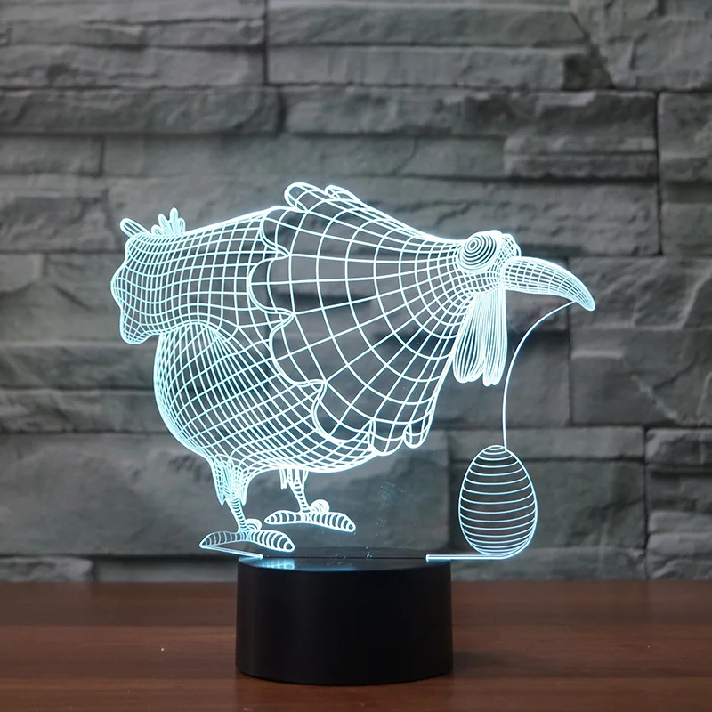 Курица несущая яйцо 7 цветов лампа 3d Визуальный светодиодный ночник s для детей
