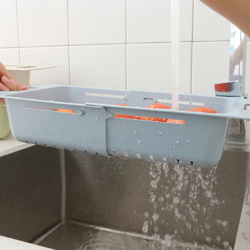 Adjustable Dish Drainer Sink Drain Basket Washing Vegetable Fruit Plastic Drying Rack Kitchen Accessories Organizer H1235