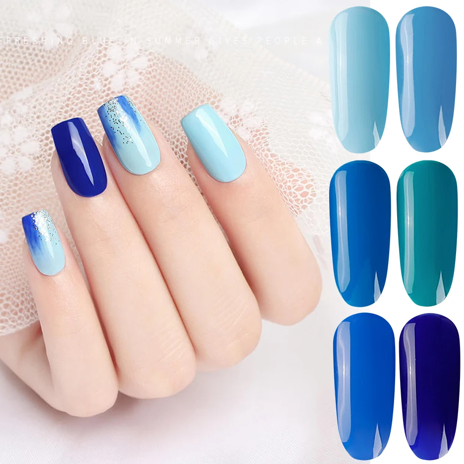 Синяя серия лаков для ногтей Небесно-Голубое озеро голубой лак для ногтей гель лак УФ лак для ногтей маникюр Сделай Сам дизайн ногтей украшение JITB01-06