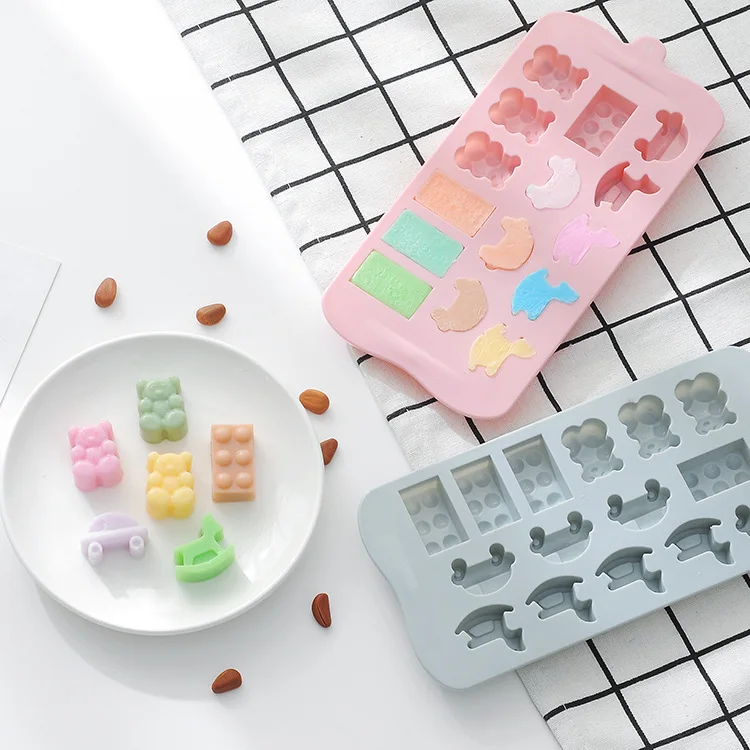 

15 grid silicone molds microwave cake mold kitchen baking Trojan building block modeling chocolate silicone fondant baking tool
