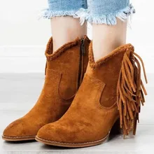 Женская прогулочная обувь; Ботильоны на молнии; женская обувь с острым носком на толстом среднем каблуке; женская Винтажная обувь из флока; женская уличная обувь; размер 43