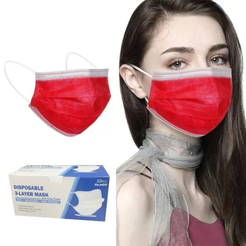 

50pcs Solid Color Mascarillas Air Purifying Face Mask 3 Layer Non-woven Melt Blown Face Mask With Filters Masks Ear Hook Masks