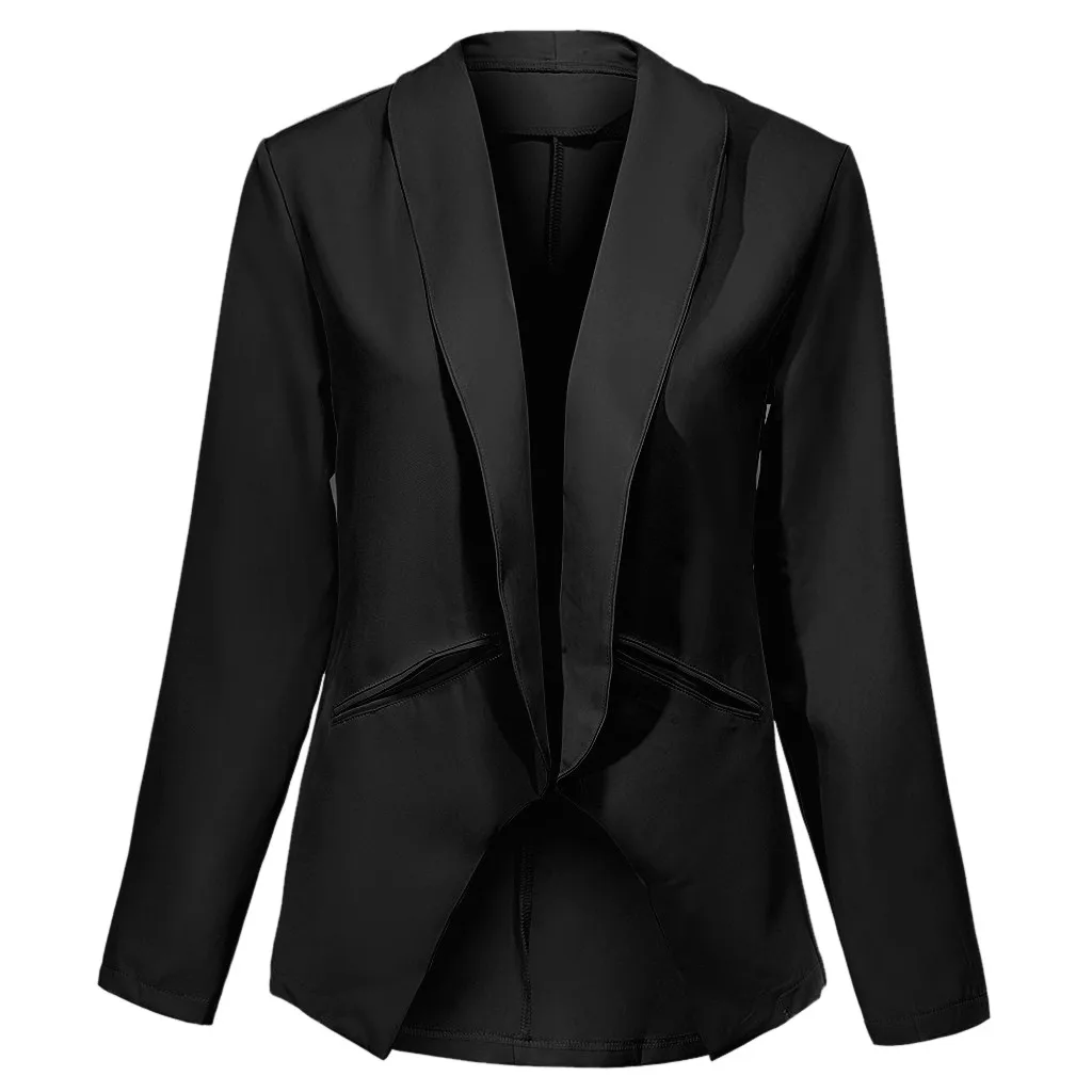 Women Blazers For Office Work Casual Ladies Long Sleeve Pockets Formal Blazer Cardigan Elegant Streetwear blazer feminino z0724