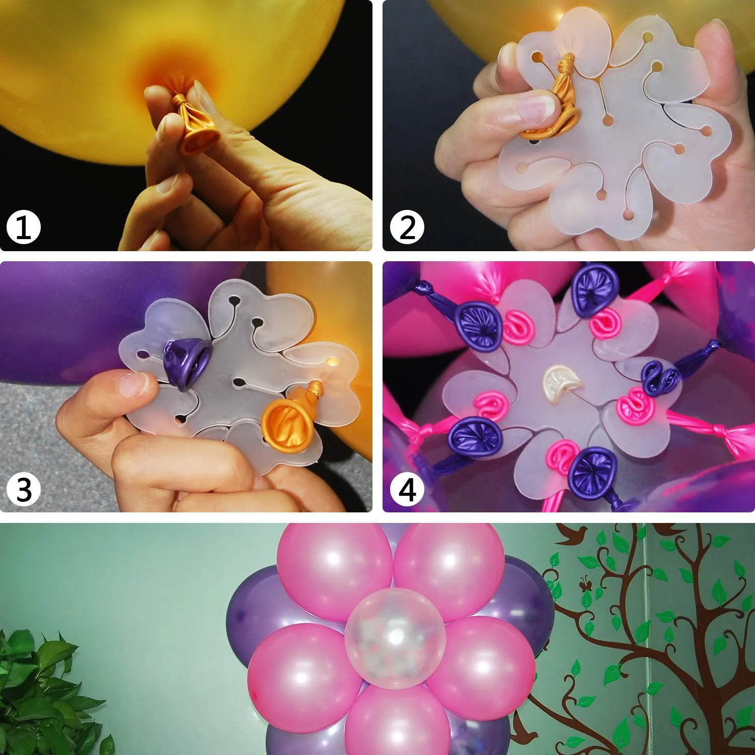  METABLE 2 Set Balloon Column Kit Base Stand and Pole 61 inch Height + 30Pcs Balloon Rings Balloon T