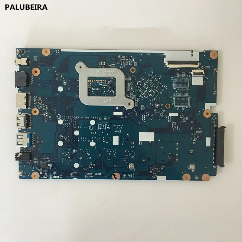 PALUBEIRA материнская плата для ноутбука lenovo Ideapad 100-15IBY 100-15IBD материнская плата CG410/CG510 NM-A681 SR240 3825U DDR3L полностью протестирована