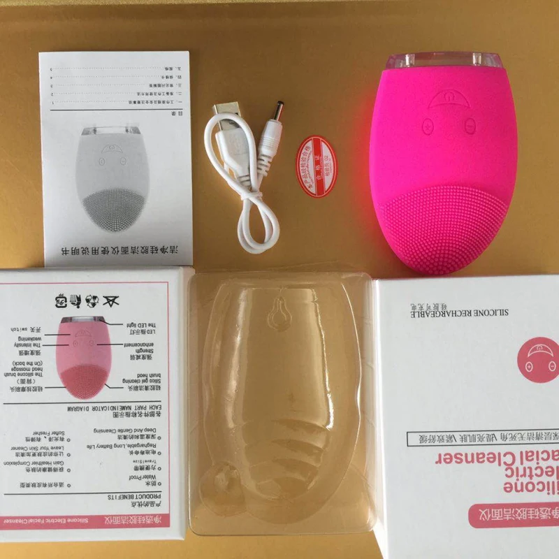 Мультицветная Мини электрическая массажная щётка для лица, Водонепроницаемая силиконовая щетка для лица, Очищающая щетка для лица