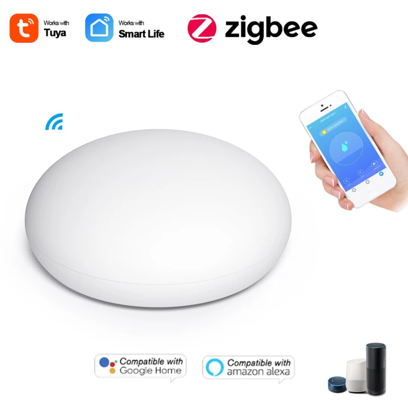 Tuya Zigbee Water Leakage Sensor Real-time Monitoring Smart Home Security Leak Alarm Flood Detector Work With Alexa Google | Электроника