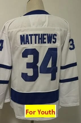 Все Прошитые Молодежные Детские майки Matthews John Marner Zach Parise Mikko Koivu - Цвет: Синий