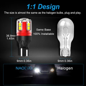 Image 5 - NAOEVO T10 W5W LED רכב W16W T15 T16 5W5 12V 24V 921 912 לגבות אור הנורה 6000K סופר בהיר 194 168 אוטומטי לוחית רישוי מנורה