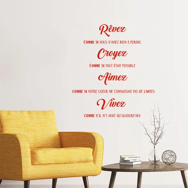 Stickers Citation Revez Croyez Aimez Vivez Vinyl Wall Art Decal Living Room Home Decor Poster Wall Decor House Decoration Wall Stickers Aliexpress