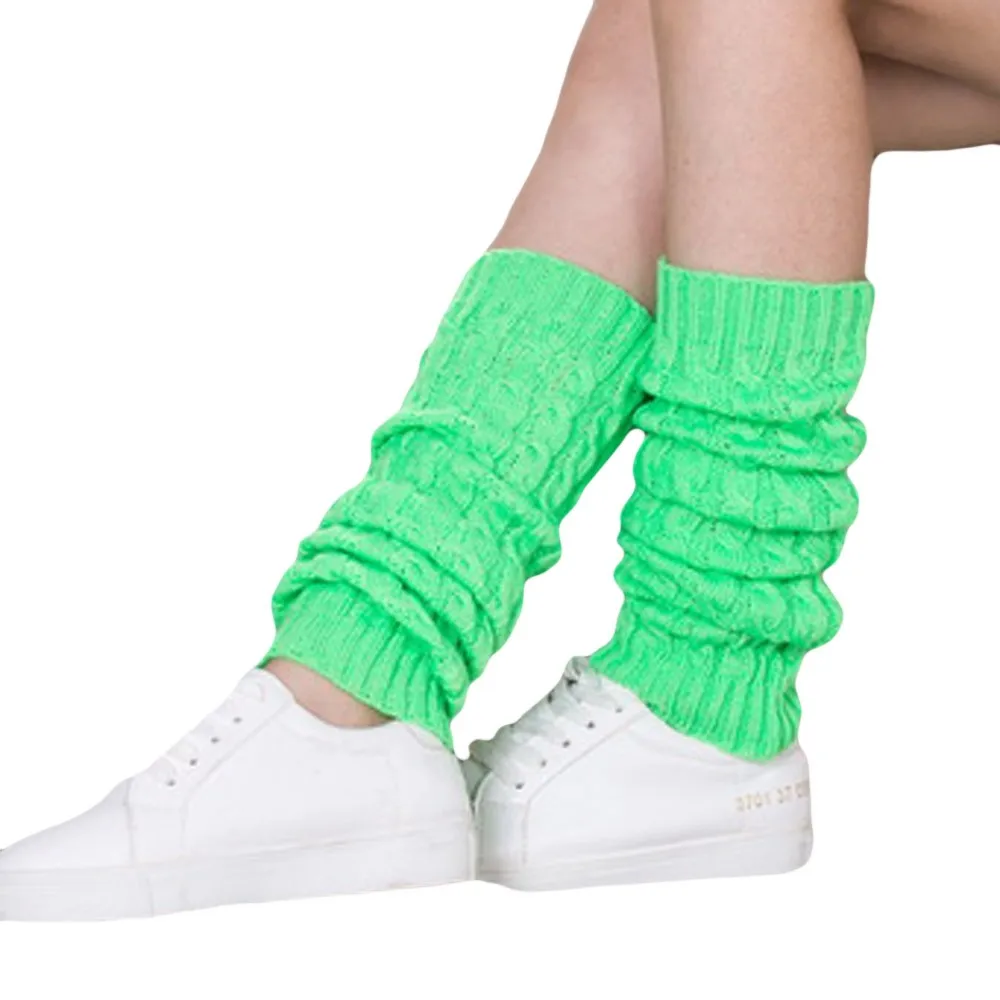 Women Winter Warm Leg Warmers Knitted Crochet Long Socks High Knee Socks Winter Warm Pashmina Cashmere Warm Legs Guantes#38 - Цвет: Green
