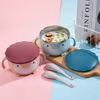 

Creative Lunch Box Portable Stainless Steel Bowl for Instant Noodles Rice Bowl with Lid,Household Food Container