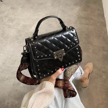 

European luxurious Female Square Bag 2020 Quality PU Leather Women's Designer Handbag Rivet Lock Chain Shoulder Messenger bags