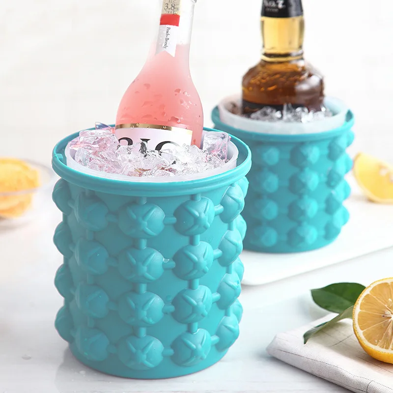 600/1000Ml Silicone Ice Bucket Mold With Lid Portable Ice Cube Maker Champagn Whisky Wine Cooler Beer Bucket Kitchen Barware