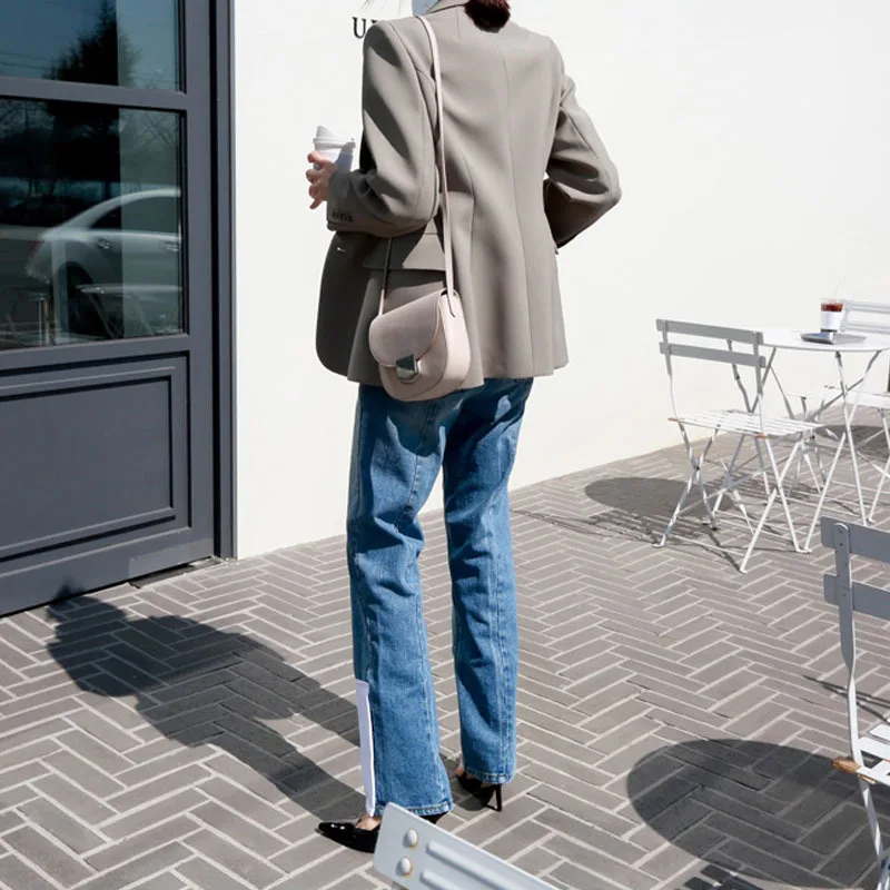 

2019 Spring New Style CHIC Small Suit Korean-style Short Mustard Thin Versatile Suit Jacket Women's