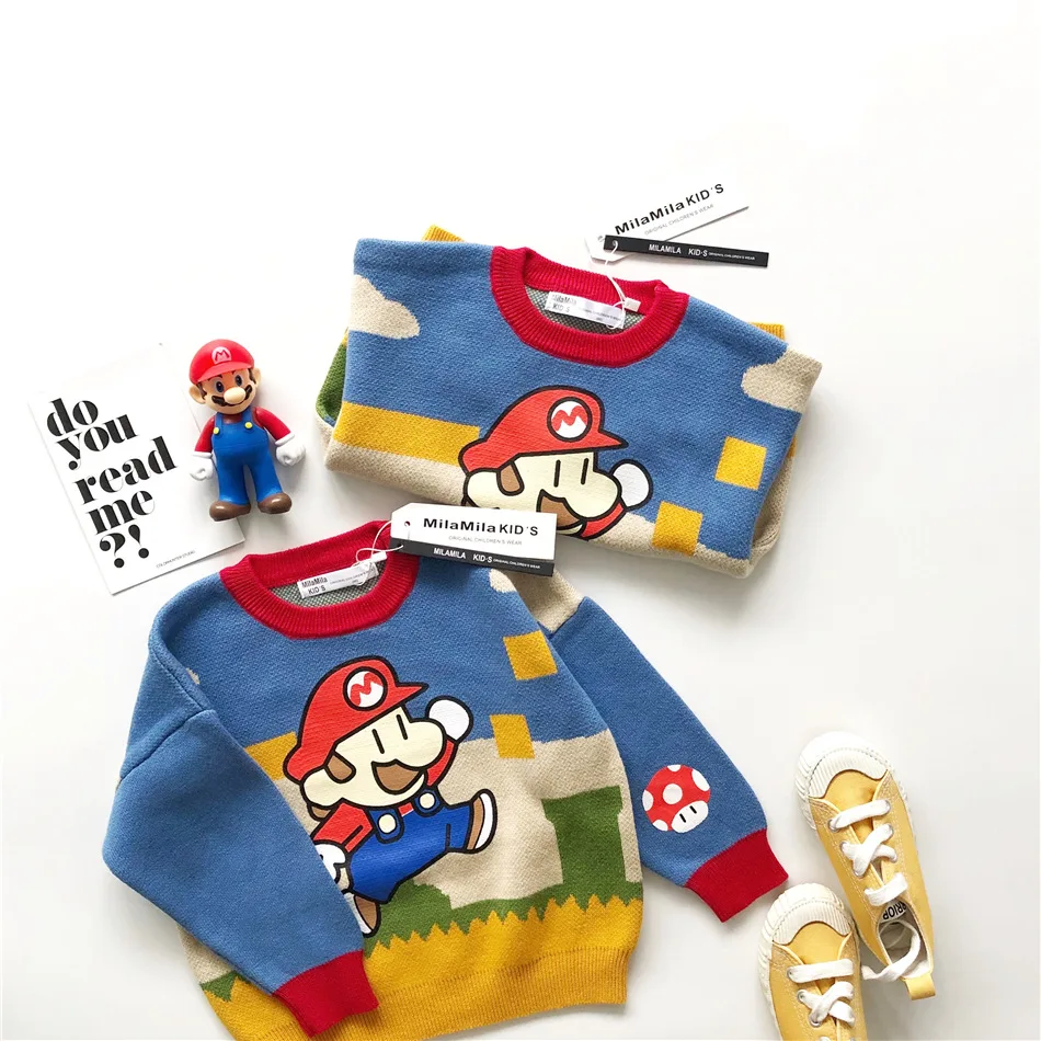Tonytaobaby осень-зима одежда куртка из искусственной кожи для мальчиков и девочек дети милые Цветной Круглый-свитера с высокой горловиной детские свитера