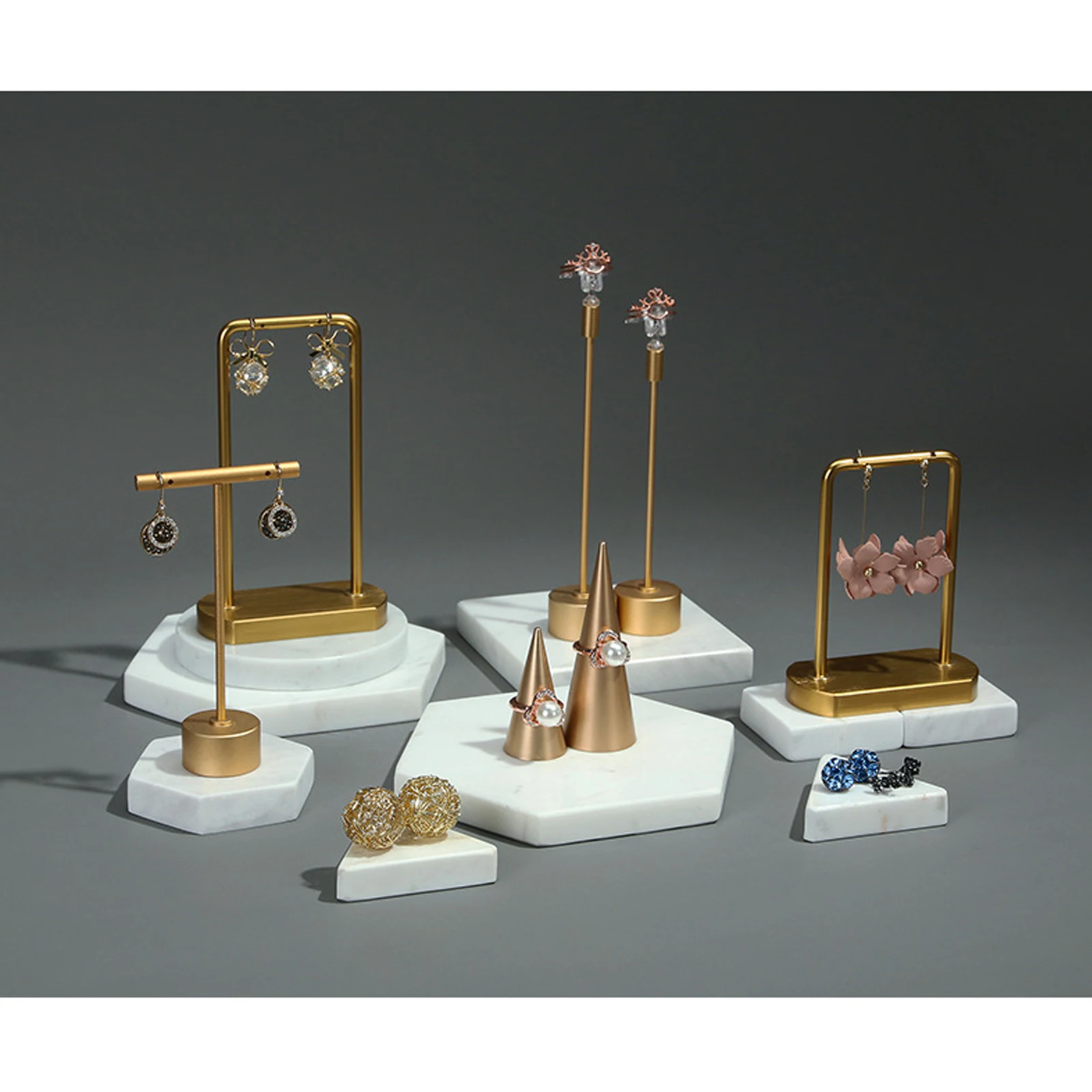 Gold Metal Earring Display Stand Jewelry Rack for Ring Necklace Bracelet Showing Shelf Desk Organizer Fashion Gifts | Украшения и