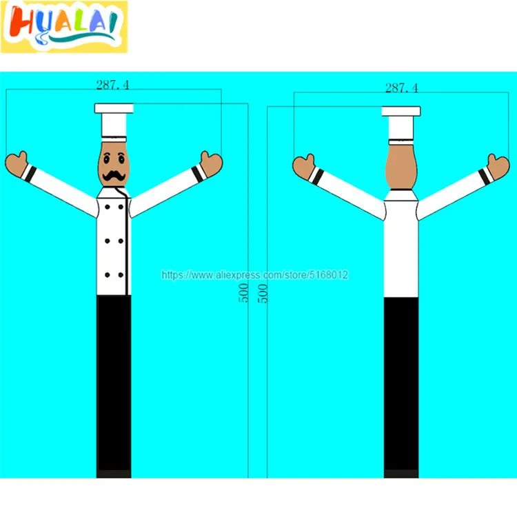 

outdoor inflatable air dancer sky dancing tube cook man fly guy with ablower for restaurant advertising 5m/16.4ft for sale