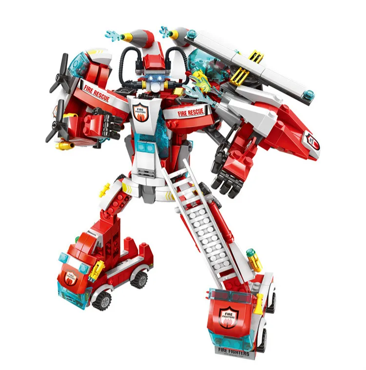 

Fire Deformation Robot Building Blocks Technic Building Kit Blocks Figure TOY Assemble Fighter Armor Heroes Toys children .