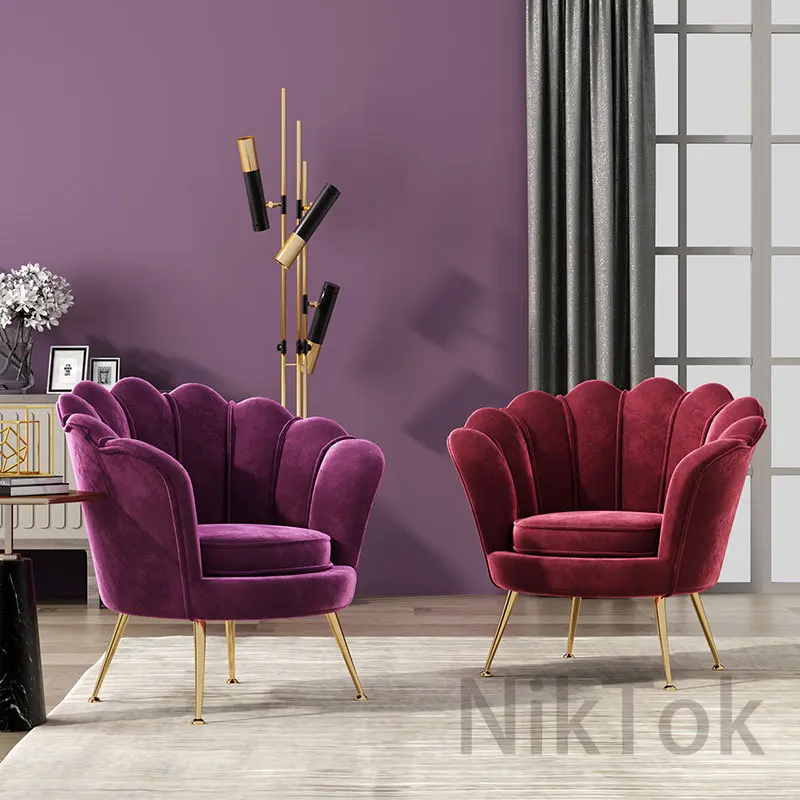 Nordic luxury livingroom chairs single sofa small apartment living room leisure fabric sofa bedroom balcony lazy chair L