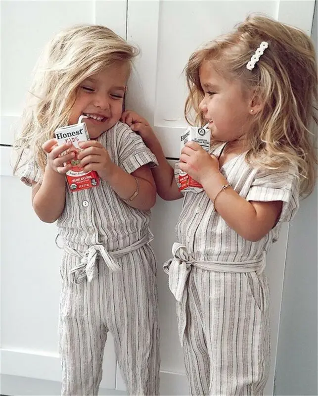

Baby Girl 2Y-7Y Child Kids Casual Romper Stripe Jumpsuit Clothes One Piece