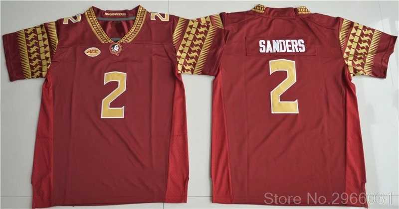 Майка для колледжа Florida State Deion Sanders 2, черно-красная, белая, сшитая, размер S-3XL - Цвет: Красный