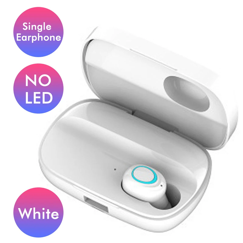 Single Ear NO LED W Сенсорные беспроводные наушники TWS 5,0, Bluetooth наушники, Hi-Fi стерео наушники с шумоподавлением, гарнитура, водонепроницаемые наушники, светодиодный, мощный - Цвет: Single Ear NO LED W