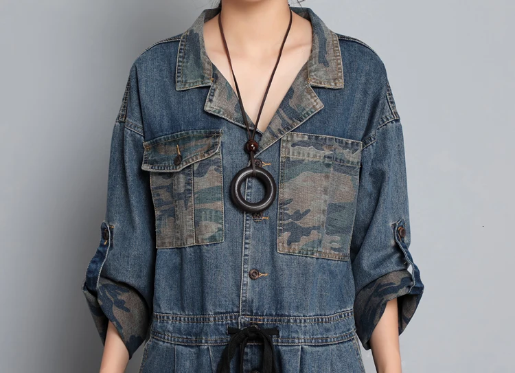 Women Baggy Wide Leg Jean Jumpsuit Blazer Style Long Sleeve Cowboy One Piece Drop Crotch Overall Original Europe Denim Rompers