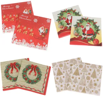 

4 Type Creative Santa Claus Deer Beautiful Printing Napkins Xmas Napkins Christmas Tree Napkins For Home Store Party 20pcs