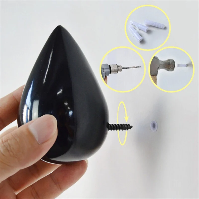 Nordic Wood Wall Hanger Water Drop Shaped Hook Door Back Hanger Key Holder Decorative Hooks Bag Handbag Hat Clothes Wooden Hook 4