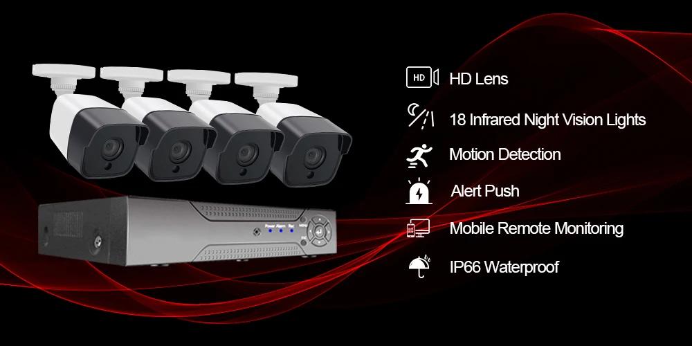 4CH HD 5MP AHD камера наблюдения Комплект домашний Открытый водонепроницаемый CCTV DVR комплект инфракрасного ночного видения телефон дистанционного Часы