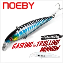 NOEBY – leurre méné flottant rigide, appât artificiel de type wobbler idéal pour la pêche au brochet ou à la traine en eau salée, 140mm, 39g