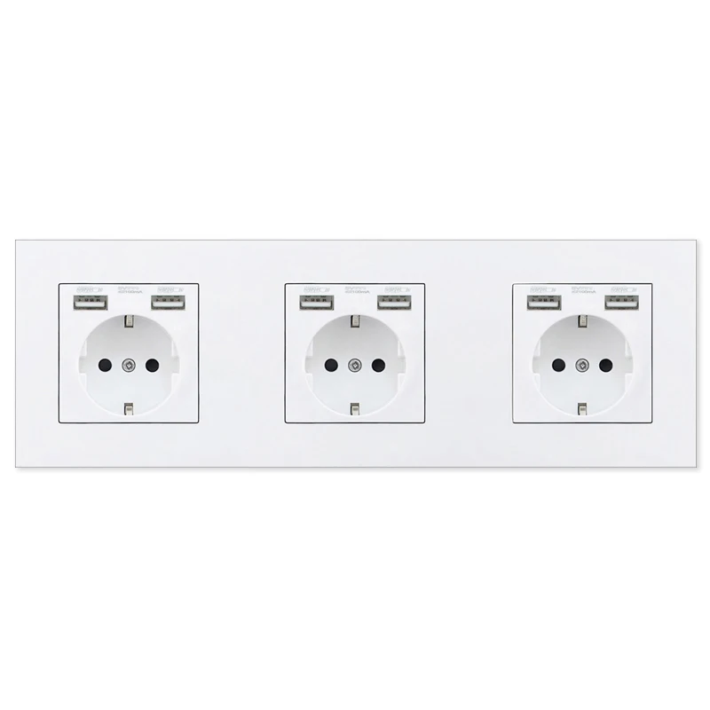Triple socket Atlectric европейская вилка розетка двойной usb зарядный порт домашняя настенная розетка двойная Тройная четырехъярусная электрическая розетка переходник usb,разетка с usb для дома,розетки - Type: Triple socket