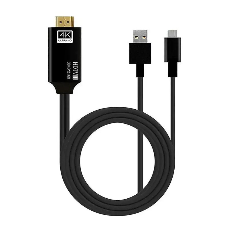 Прочный цифровой кабель износостойкий 8pin к HDMI цифровой av-конвертер зеркальное отображение экрана Mira экран видео провод - Цвет: Черный