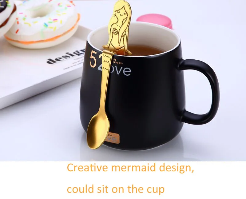 20 pack creative mermaid small coffee spoon stainless steel honey tea spoons for tea party novelty souvenir spoons