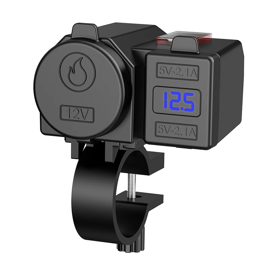 Универсальный мотоцикл gps телефон двойной USB 2.1A и 2.1A зарядное устройство с светодиодный вольтметр Для напряжения+ переключатель водонепроницаемый