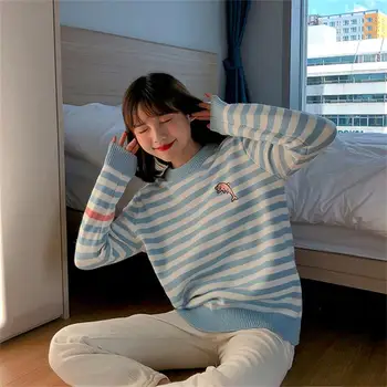 

Women's Sweaters Japanese Kawaii Ulzzang College Wind Cute Cartoon Dolphin Sweater Female Korean Harajuku Clothing For Women