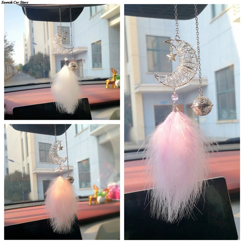 Car Dream Catcher Feather Pendants White Pink Fluffy Feather Soft Hanging Ornament Auto Home Wall Pendant Decoration Gifts New