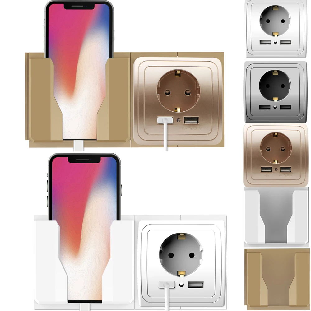 3 Colors Smart Home Adapter 16A EU Standard Outlet Electrical Plug Socket Power Outlet Panel 110~250V Wall Power Socket