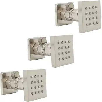 

Brass Shower Body Jet - Variable Volume Adjust Massage Shower Sprayer (3pcs, Brushed Nickel - with shutoff)