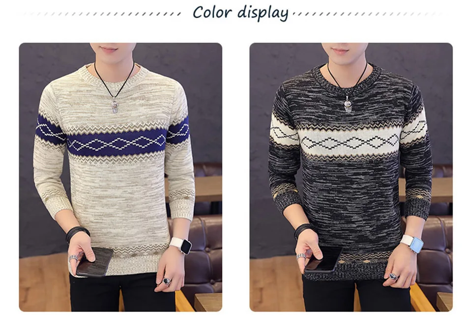 Korea Grey Sweaters And Pullovers Men Long Sleeve Knitted Sweater High Quality Winter Pullovers Homme Warm Navy Coat 3xl Newest