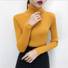

Winter Knitted Jumper turtleneck Tops Pullovers Casual Sweaters Women Shirt Long Sleeve Tight Sweater Girls Korean