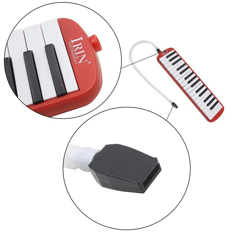 IRIN 1 set 32 Key Piano Style Melodica With Box Organ Accordion Mouth Piece Blow Key Board(Red