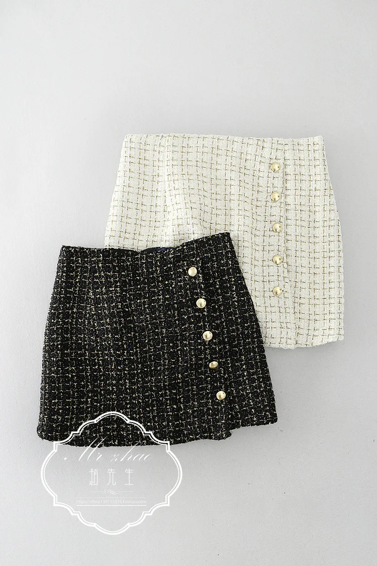 

One's Graceful Ornament Gold Thread Woven High-waisted Light Sheath Skirt Short Skirt Entity